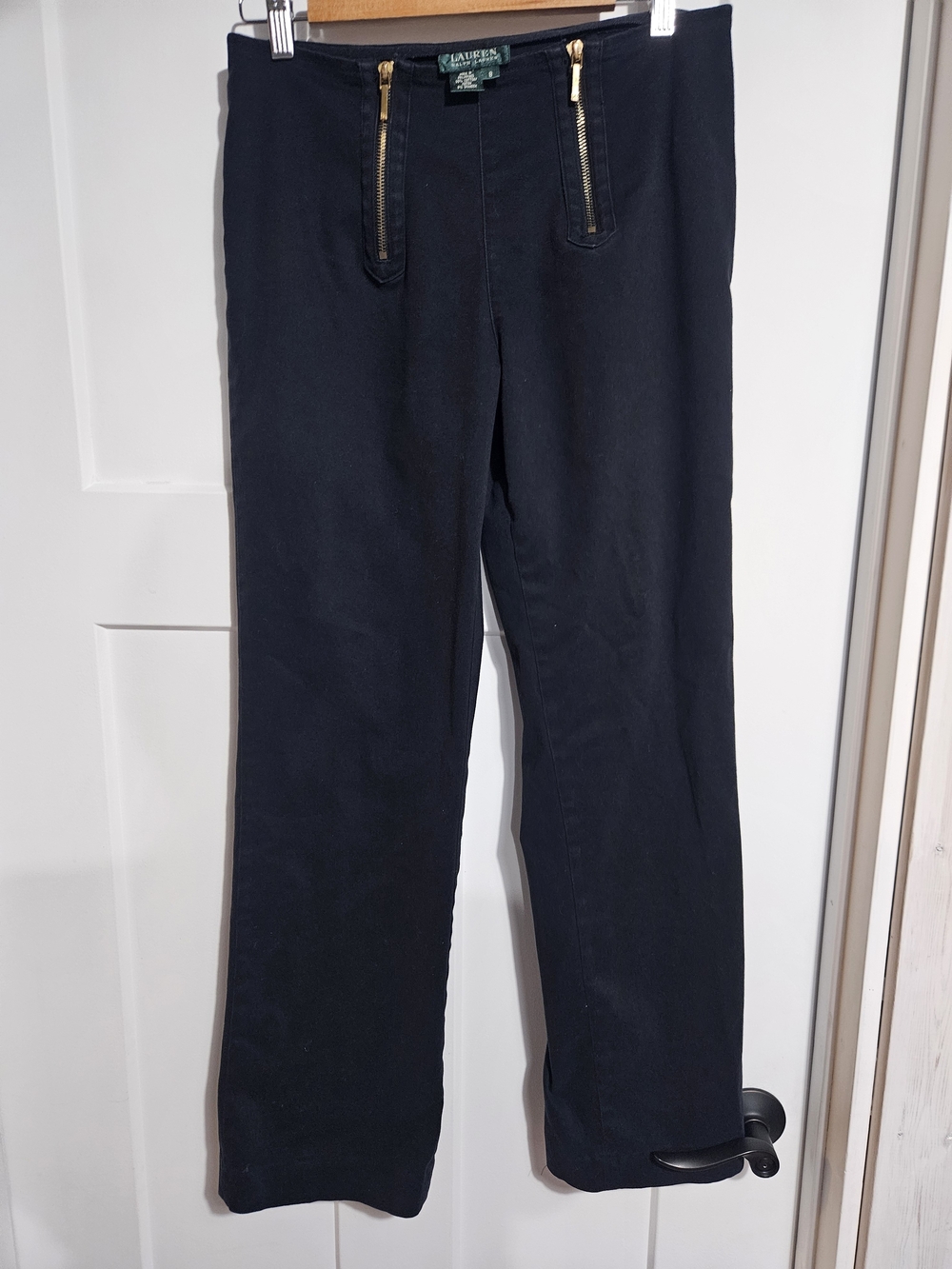 Lauren Ralph Lauren Black Women's Stretch Zip-Front Pants